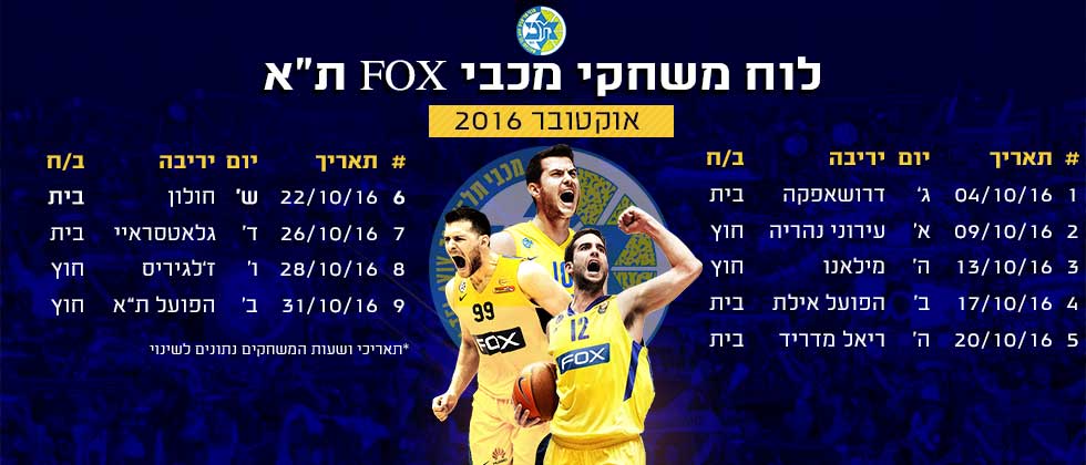 אתם מוכנים? לו”ז משחקי אוקטובר
